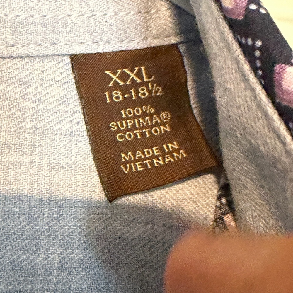 Tasso Elba Navy and Lavender Patterned Shirt - Picture 5 of 7